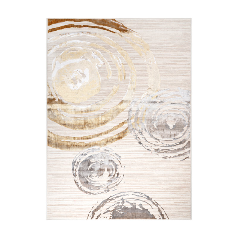 Tapis géométrique crème, Rectangle 2 pi x 3 pi 3 po
