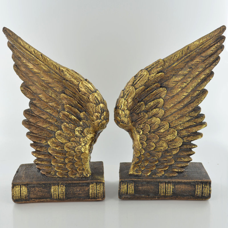 Gold Angel Wings Shelf Tidy Bookends