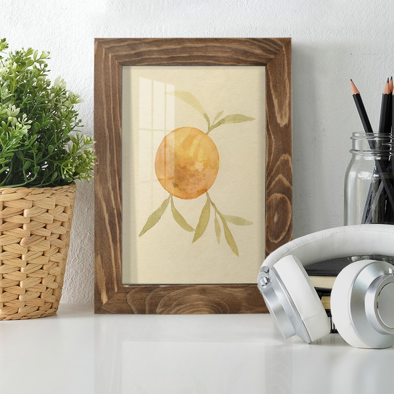 «Dappled Oranges II» - reproduction d'un seul cadre photo, H 6 po x l 4 po x P 1 po, Cadre noyer