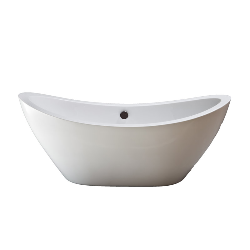 The Seneca 65 in. Double Slipper Freestanding Acrylic Tub without Faucet Holes and Integrated Waste and Overflow Drain by Strom Living