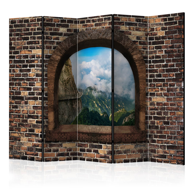 Bruder 225cm W x 172cm H 5 - Panel Solid Wood Folding Room Divider