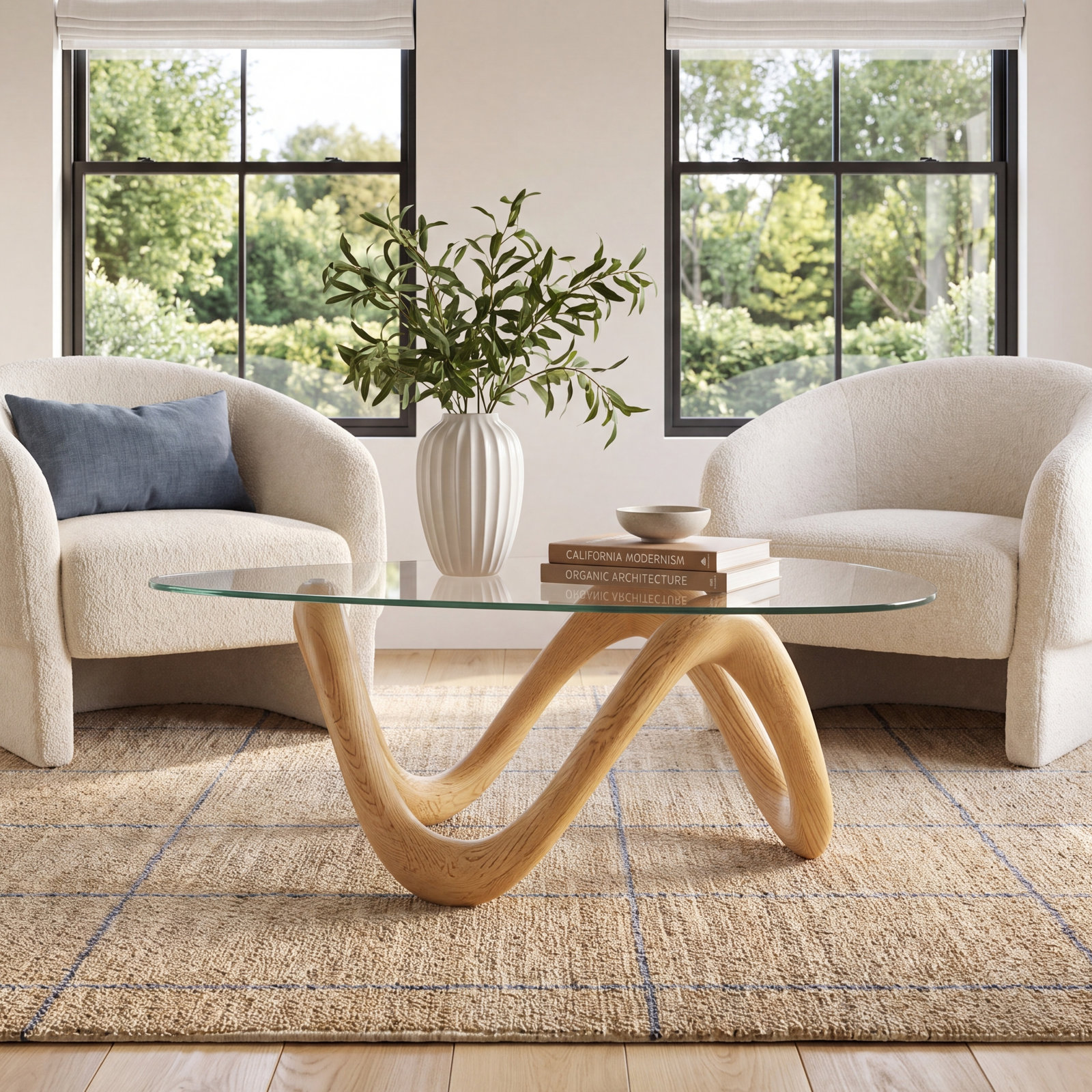 Minsk Glass Coffee Table, 15.2" H x 42" W x 42" D