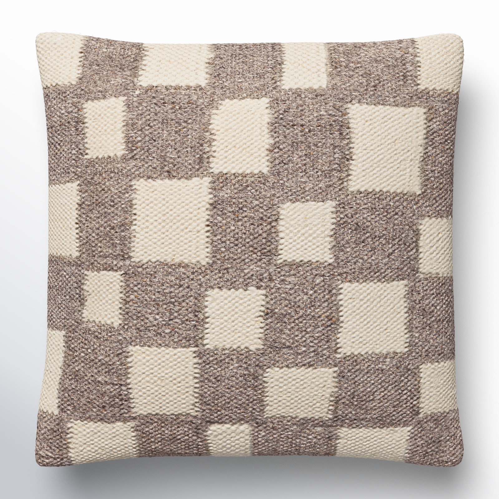 Leonida Geometric Cotton Throw Pillow, Jet Black/Off-White, Polyester/Polyfill, 22"H x 22"W