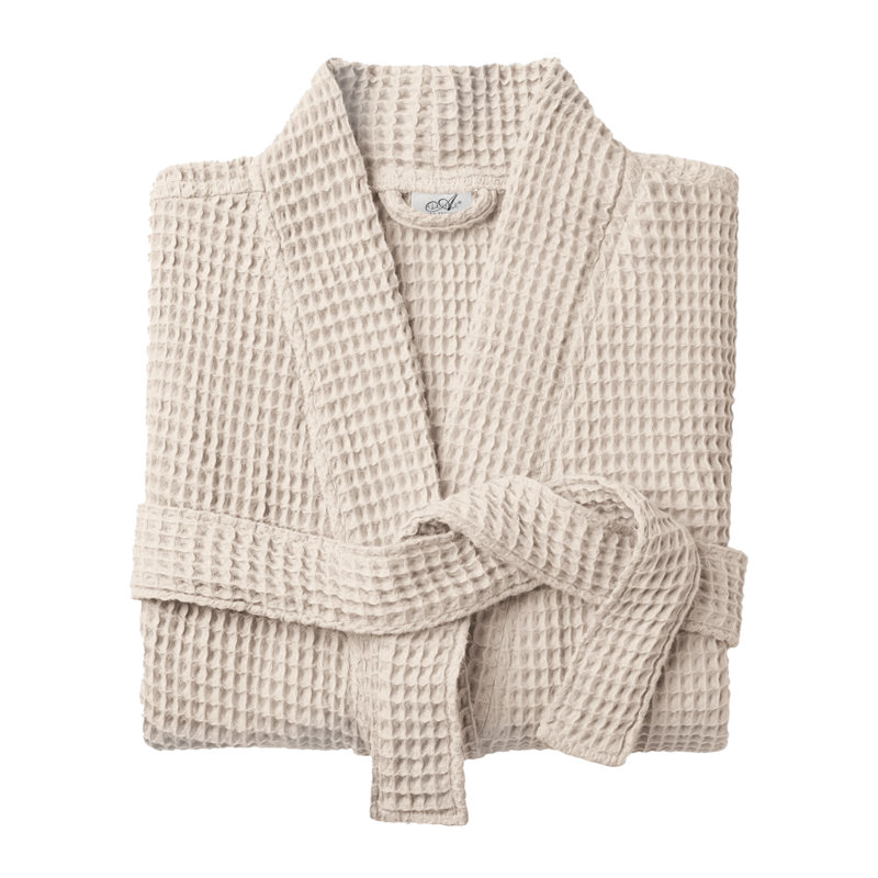 Reffett Unisex Lightweight Waffle Bath Robe, Linen, L/XL