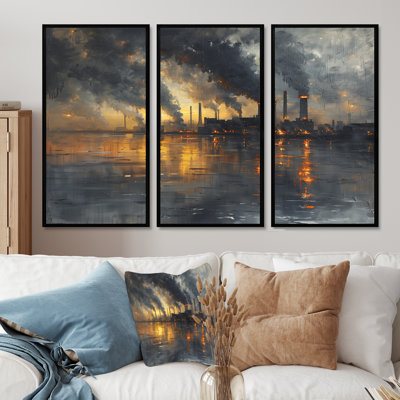 Ensemble d'œuvres murales gris et charbon I - Power Plants
