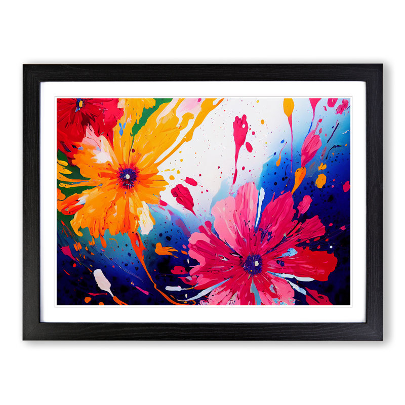 Splendid Flower Splash Abstract - Framed Print, Black, 46cm H x 64cm W x 2cm D