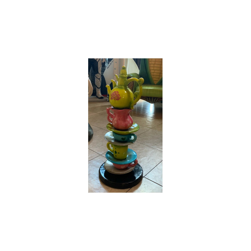 Petite statue de table Mychele, Vert / Rose / Bleu