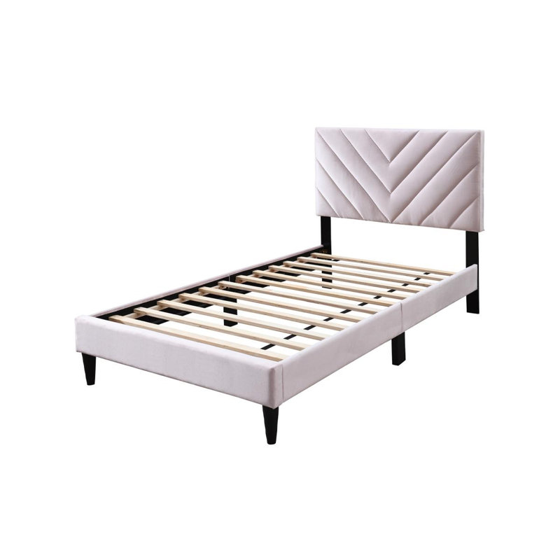 Sylvia Upholstered Platform Bed, Light Pink, Twin