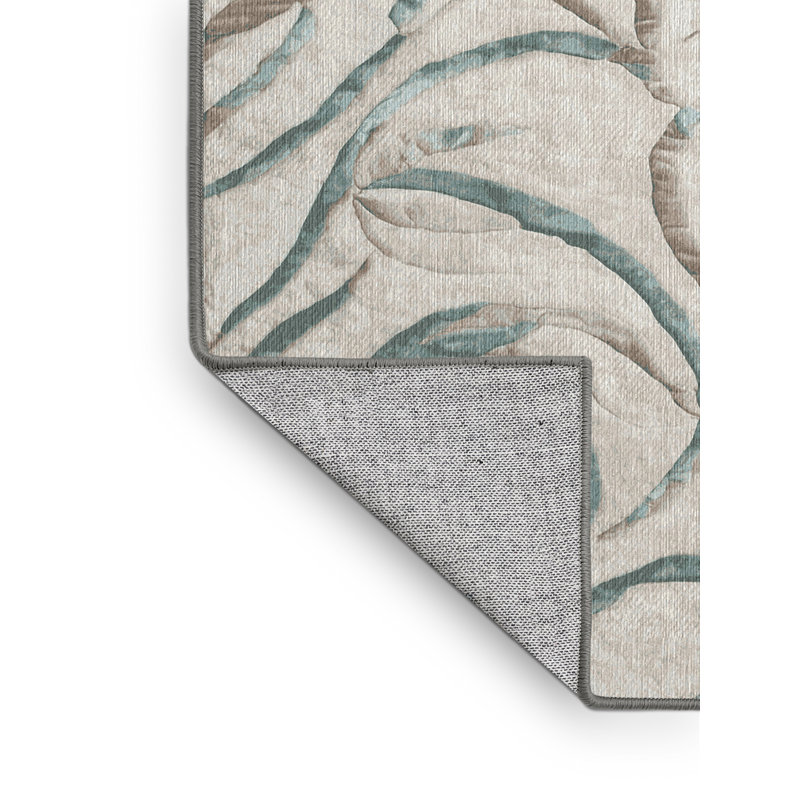 Machine Washable Gray Area Rug, Round 6'