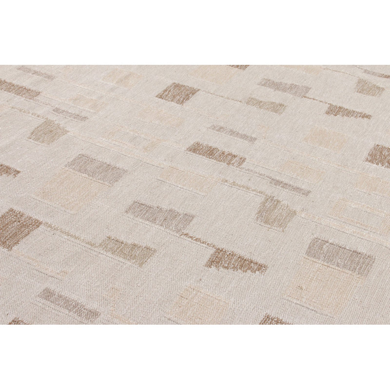 Scandinavian Silk Geometric Area Rug, Recatangle 10' x 14'