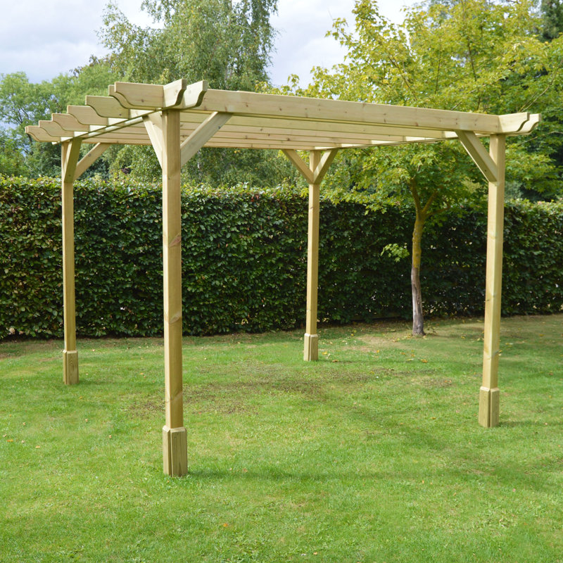 Randi Manufactured Wood Pergola, Light Green, 270cm H x 300cm W x 300cm D