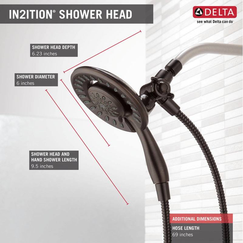 In2ition 2-in-1 Dual Hand Held Shower Head, 4-Spray Detachable Shower Head 1.75 GPM, Venetian Bronze