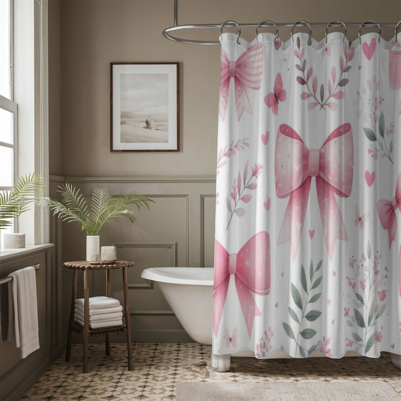 Charmant arc rubans - rideau de douche standard 1 pièce, H 74 po x l 71 po