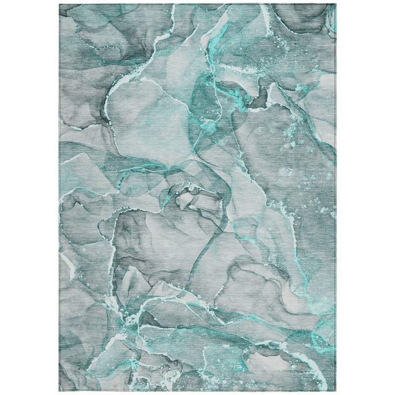 Tapis intérieur lavable antidérapant abstrait gris et ivoire 9 pi x 12 pi