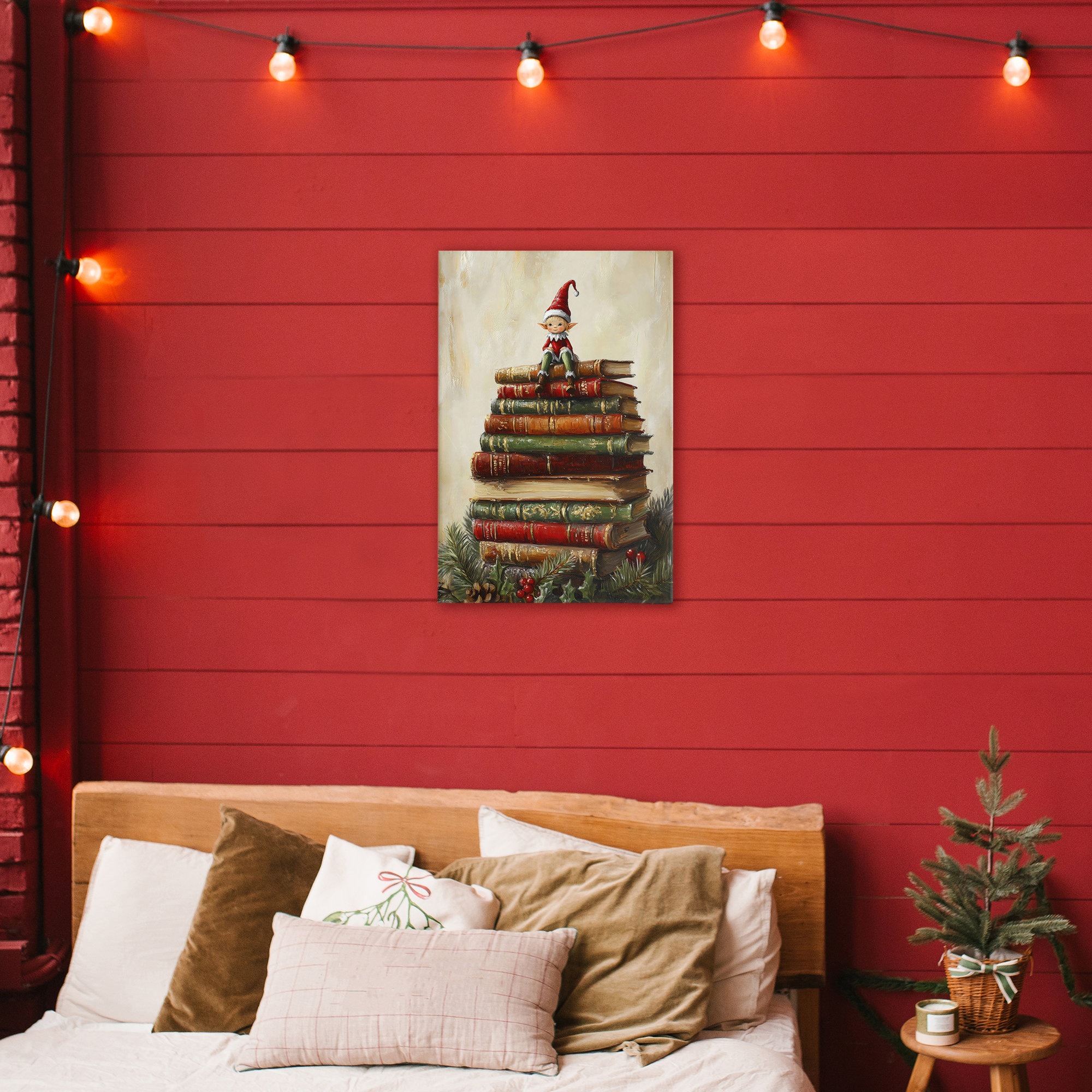 Ebern Designs Christmas Elf Bookstack Canvas, design by Petal Prints ...