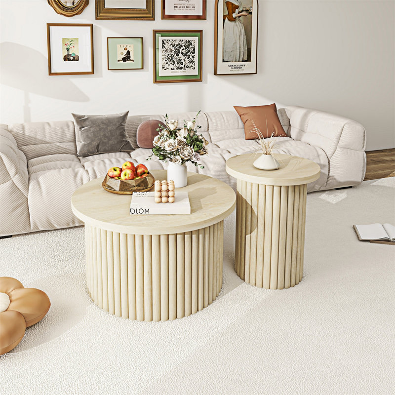 Ensemble de tables basses rondes, Naturel