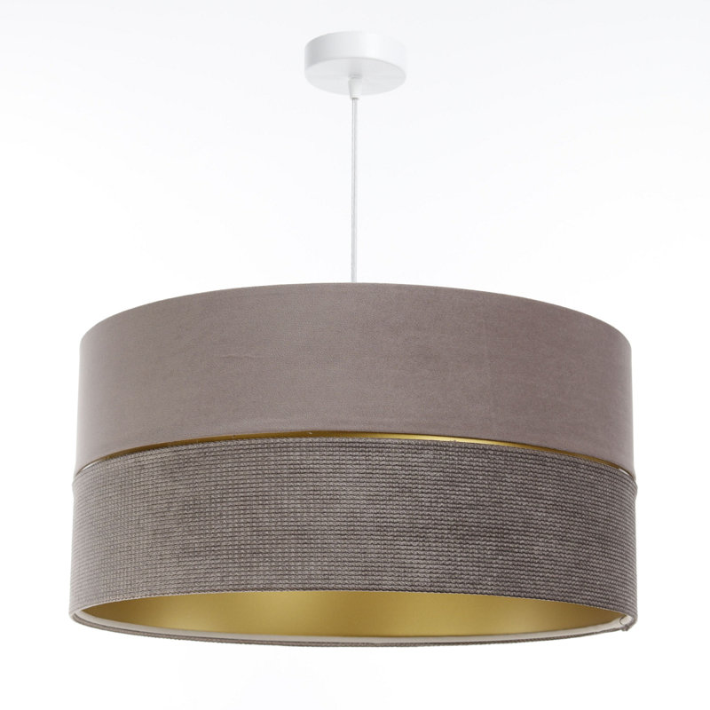 Roncy 1 - Light Drum Pendant, 112cm H x 60cm W x 60cm D, Gold/Beige