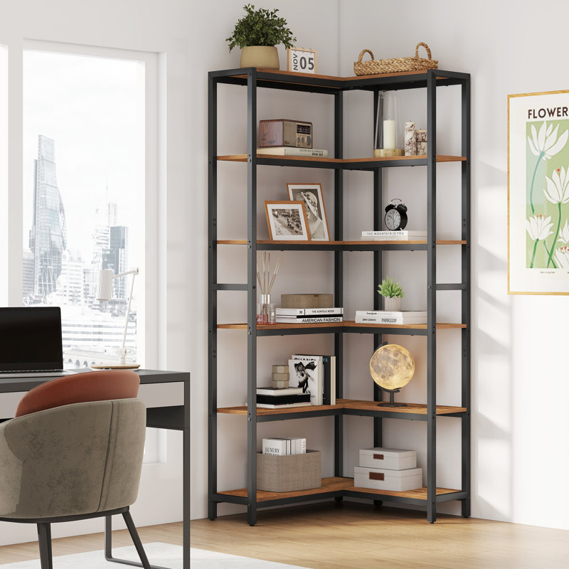 69''H 6 Tier Corner Bookcase, (6 Shelves) 69"H x 40.2"W x 9.4"D