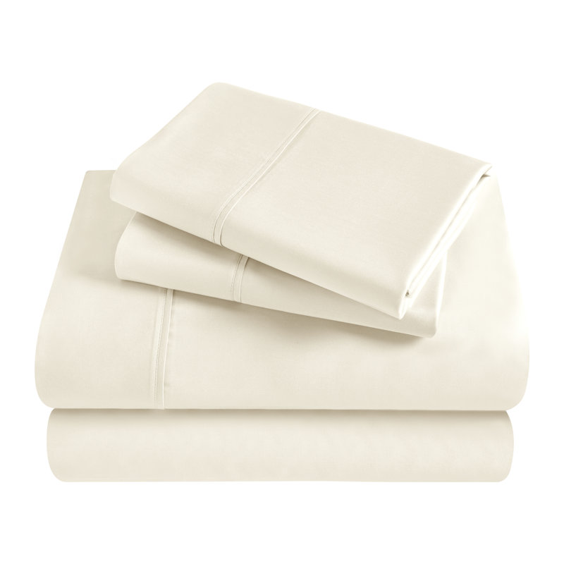 Modal From Beechwood 400 Thread Count Lightweight Cooling Solid Deep Pocket Bed Sheet Set, King Sheet set, Ivory
