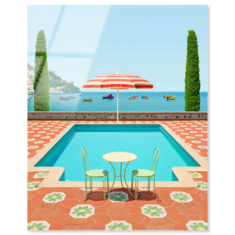Art côtier de Poolside Muse II par Notoriart, prêt à accrocher, H 36 po x l 30 po, H 36 po x l 30 po