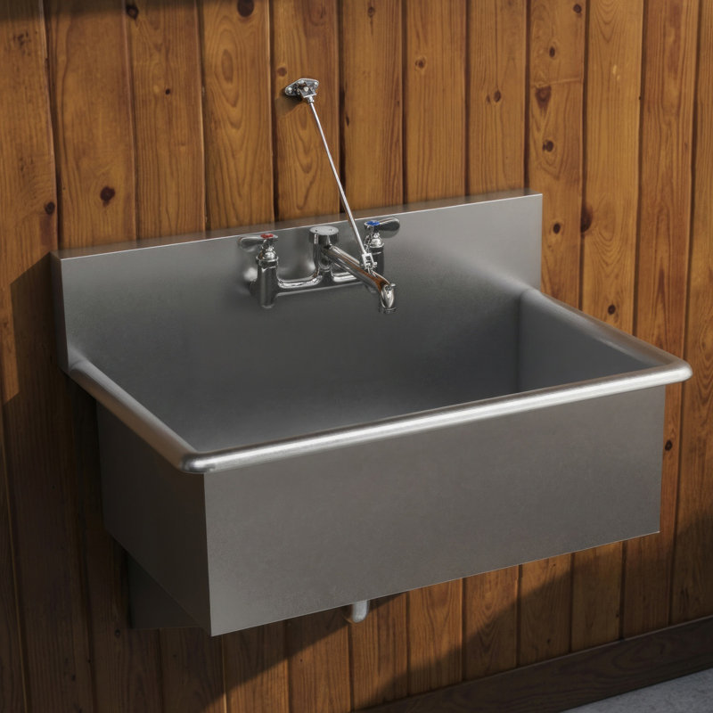Whitehaus 7" Solid brass wall mount service sink faucet with support bracket and lever handles