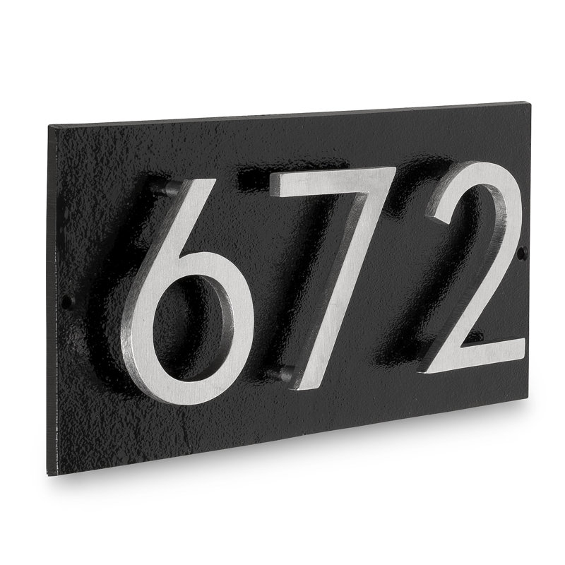 Enseigne d’adresse flottante sur 1 ligne, Noir, Aluminium brossé