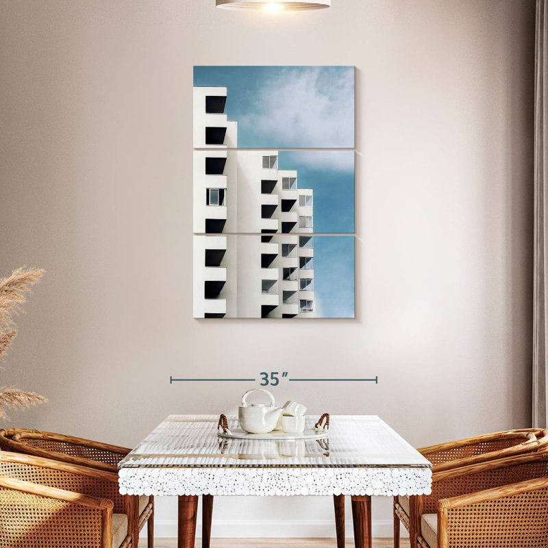White Modern City Buildings, 57" H x 36" W
