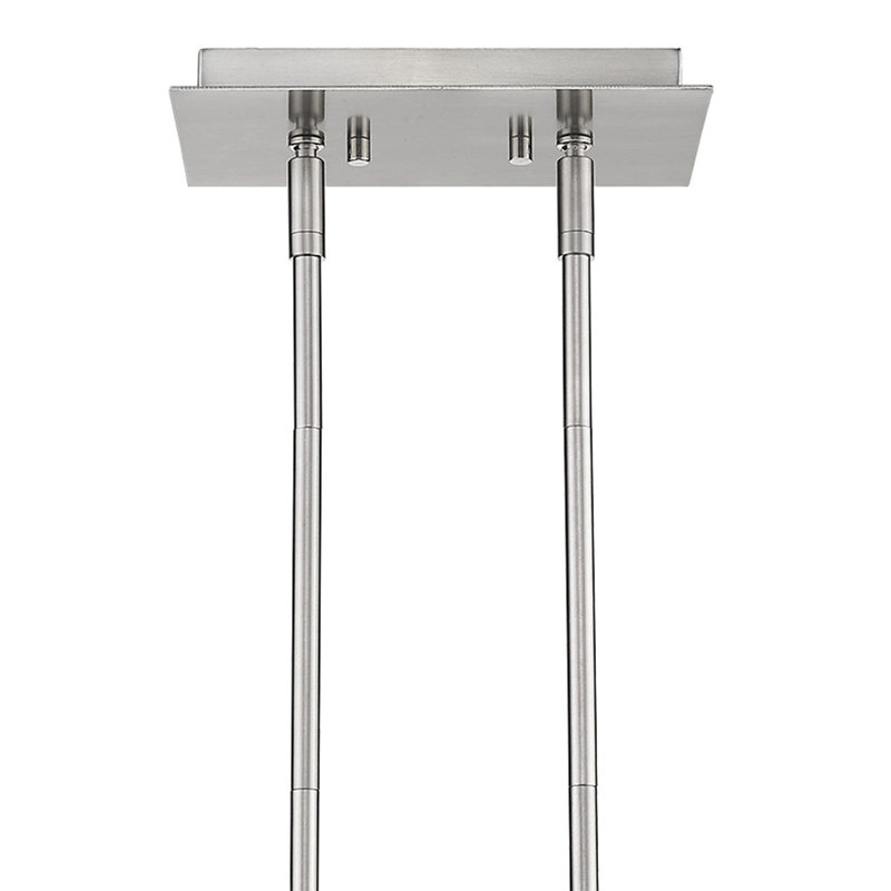 Luminaire suspendu linéaire pour îlot de cuisine 4 lumières Mathes, Nickel satiné