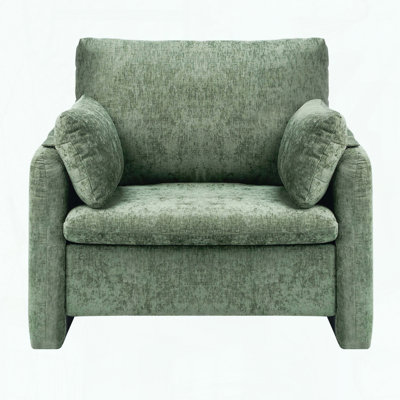Chaise d'appoint verte, chaise d'appoint rembourrée moderne avec accoudoirs, fauteuils en tissu avec coussin épais et dossier arqué, fauteuil simple en tissu pour salon, chambre à coucher, bureau, bureau