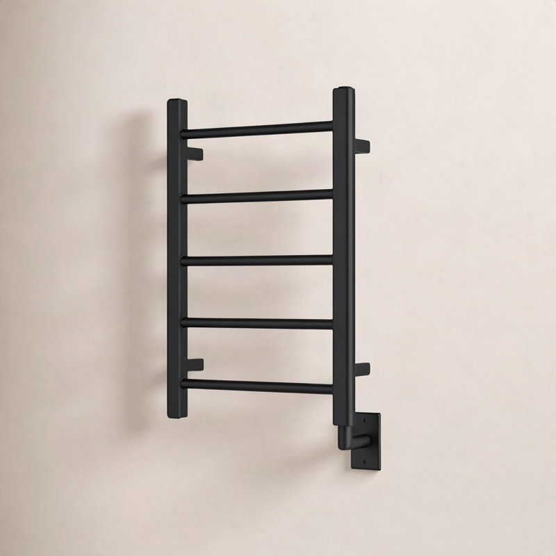 Ryton Wall Mount Electric Towel Warmer, 26" H x 18" W x 5.19" D, Black