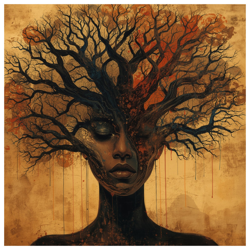 Édredon Tree Woman Illustration, Grand lit
