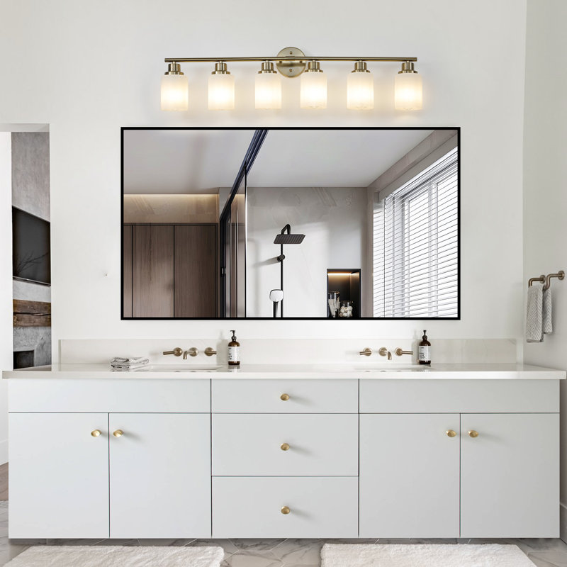 Modern Vanity Bathroom Mirror Light, Golden, 6 Lights, 10.2" H x 38.6" W x 6.3" D