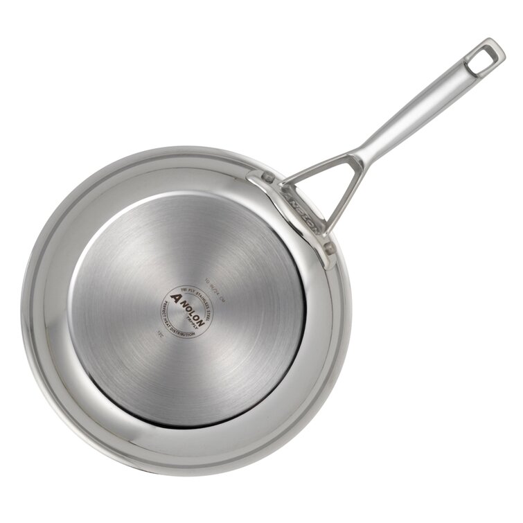 Anolon Triply Clad Stainless Steel Stir Fry Wok Pan, 10.75 Inch