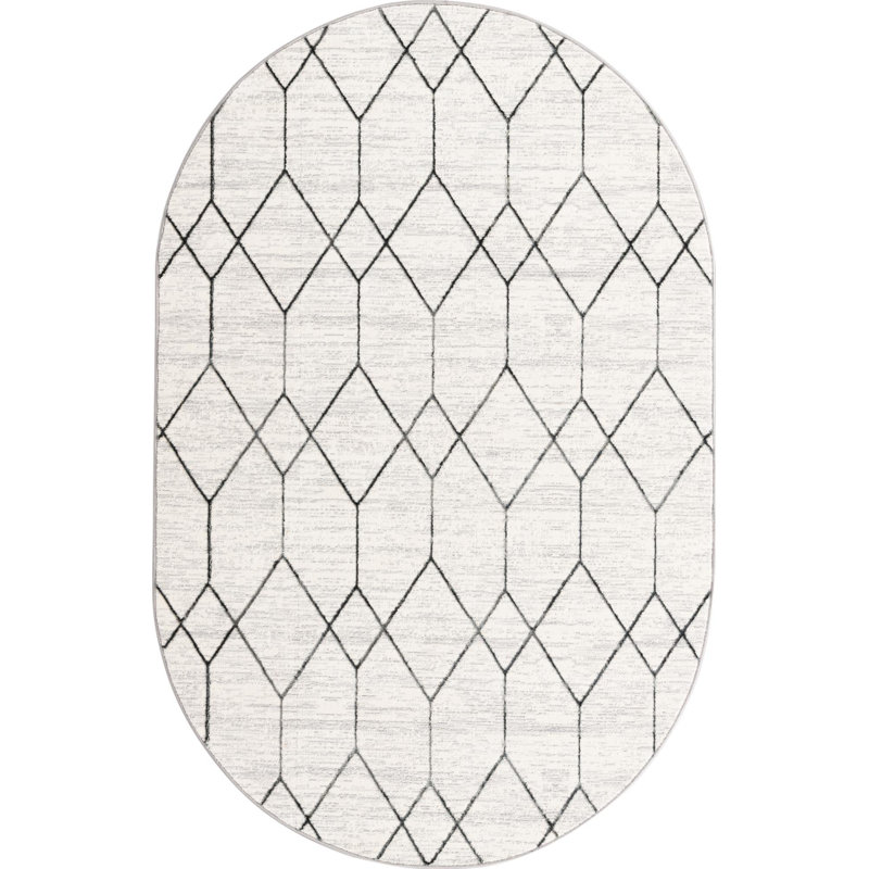 Eshin Geometric Indoor Rug, Oval 5'3" x 8'