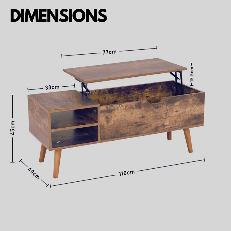 Rustic Wooden Coffee Table with Storage Drawer and Compartment Living Room Furniture