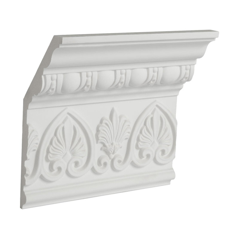 6-1/2 in x 2-1/2 in x 6 in Long Egg and Dart with Palmettes Polyurethane Crown Moulding Sample