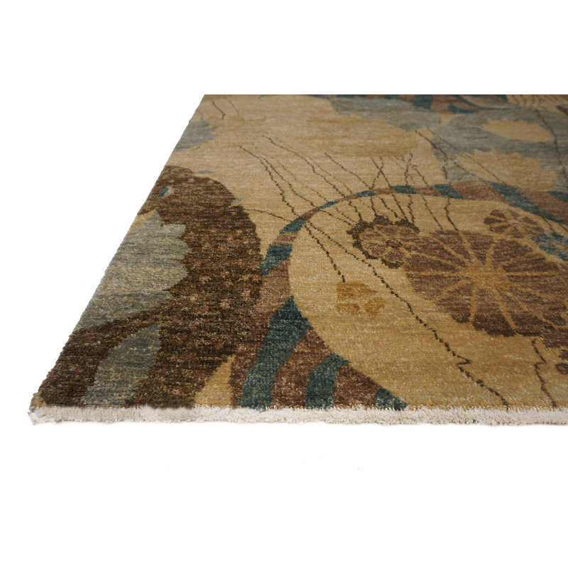 Whimsical Handmade Wool Floral Area Rug, Rectangle 8' x  10'