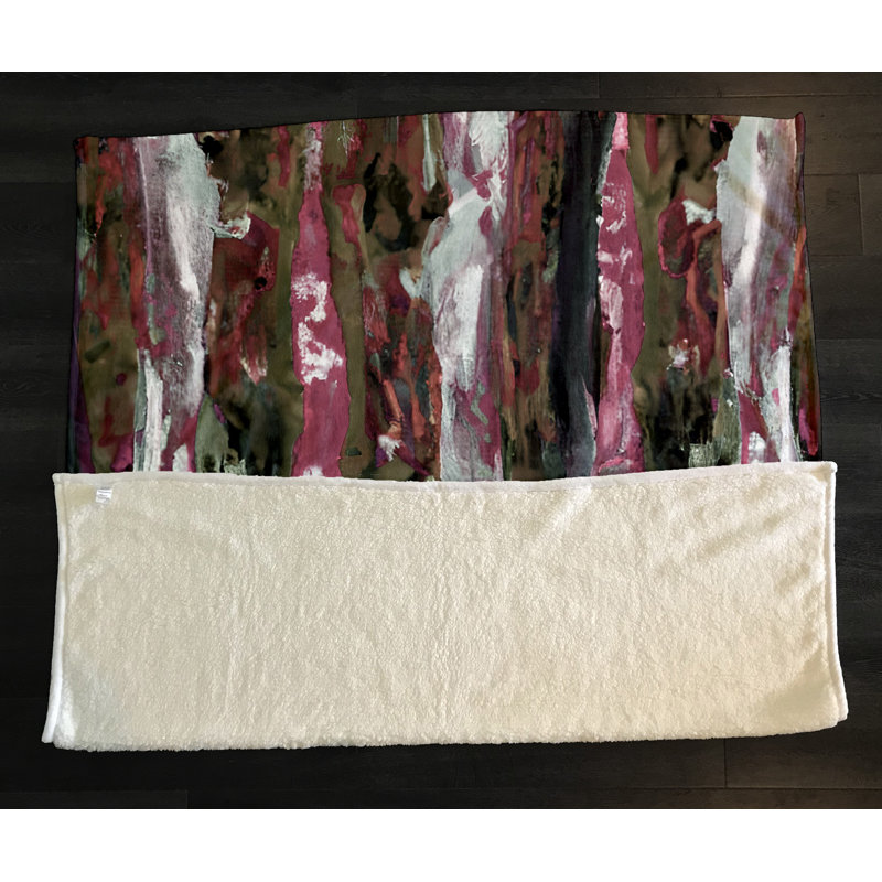 Throw Blanket, 51" W x 60" L, Striped/Abstract, Pink/Green/Gray