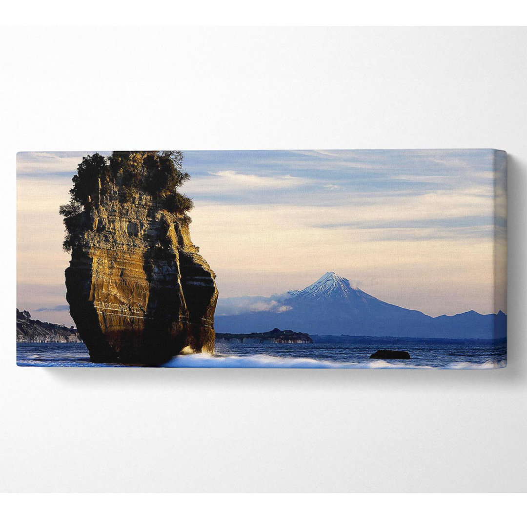 Neuseeland Strand Mount Taranaki Ansicht - Leinwanddrucke im Wrapped Format