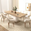 Table de salle à manger de 160 à 200 cm avec siège Nuance en bois vieilli, extensible, 6 à 10 personnes, chêne blanc, style extensible