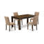 Ensemble de table de salle à manger 5 pièces comprenant une table de salle à manger rectangulaire en bois rustique et 4 chaises Parsons en tissu de sable sable, 36 x 60 pouces, jacobin-1204449256-1204449257-1204449259