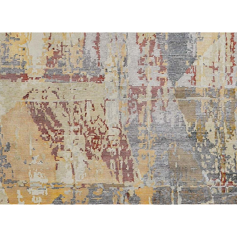 Tapis gris de haute qualité noué à la main, Rectangle 7 pi 9 po x 9 pi 9 po