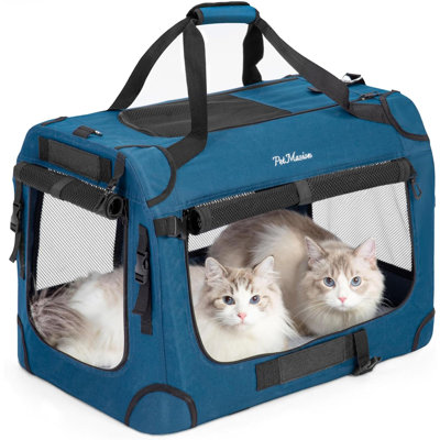 Cat Carrier For 2 Cats, Collapsible Soft Sided Pet XL Crate For Big Cat  Car Travel Portable Bag For Long Trips Ride