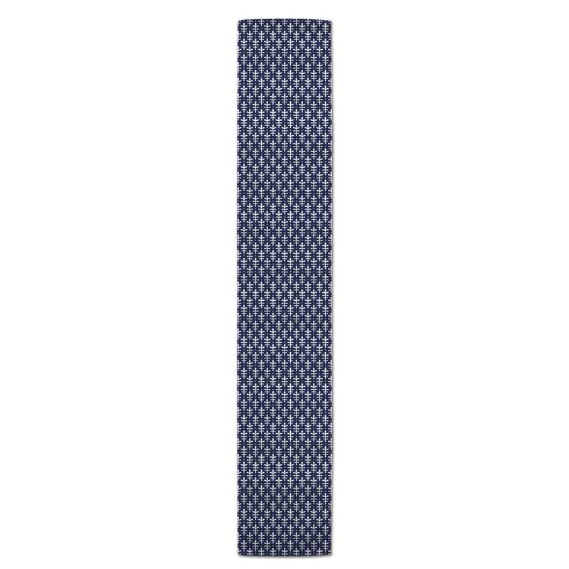 Chemin de table en losanges pointillé Nalston, Bleu marine, 72 po x 16 po, Floral