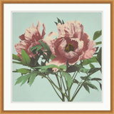 Pink Floral On Aqua 4 Print