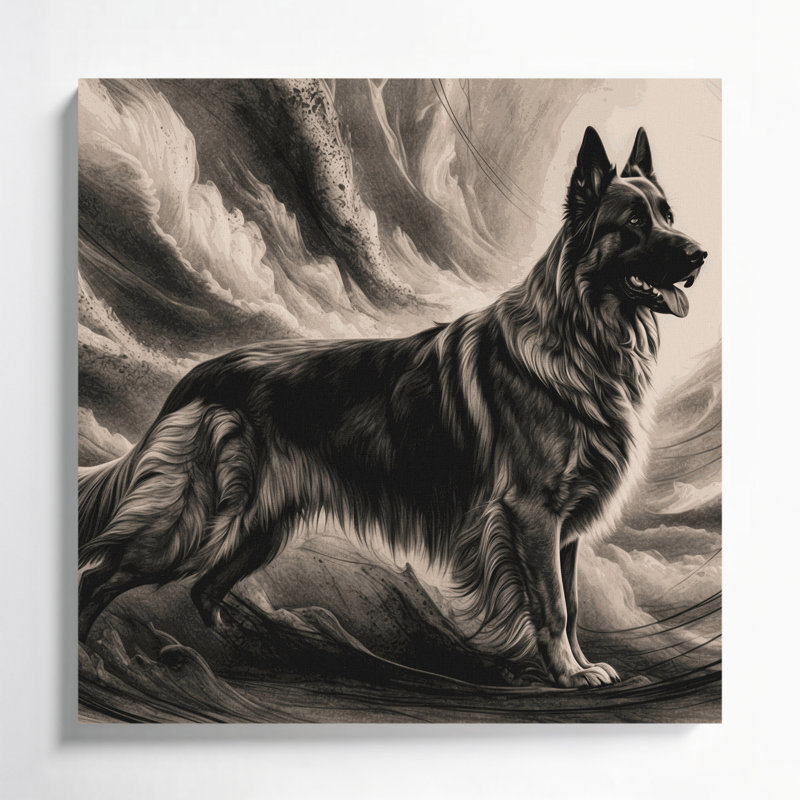 Art sur toile beige, chiens de race blanche, H 8 po x l 8 po