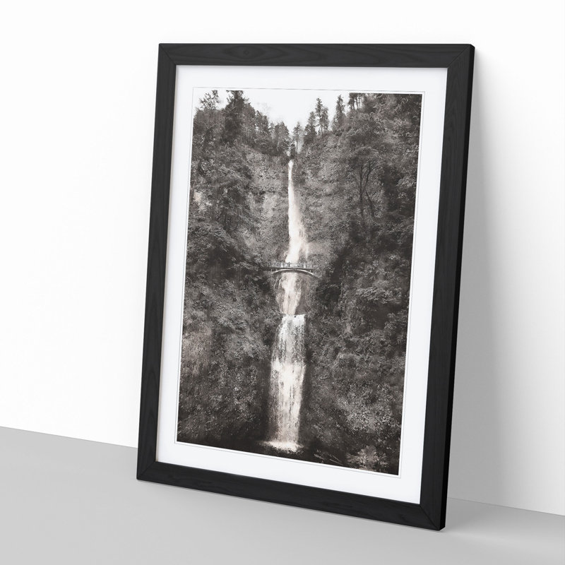 Multnomah Falls Waterfall Vol.1 - Picture Frame Painting, Black Framed, 36cm H x 27cm W x 2cm D