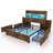 Revan Farmhouse Bed Frame with Bookcase Headboard, 2 Detachable Racks, 4 Drawers & RGB LED-100758306-100758307