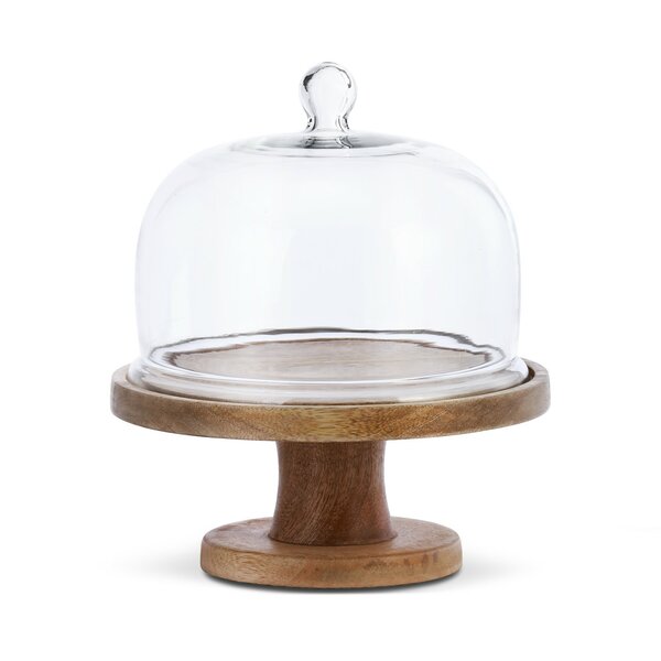 Swirl Modern Porcelain Cake Stand with Glass Lid + Reviews | CB2