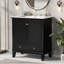 Meuble-lavabo 30 po avec lavabo, armoire multifonctionnelle avec portes et tiroir, bois massif et panneau de fibres à densité moyenne, noir